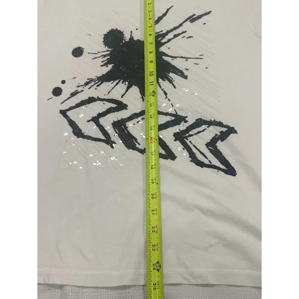 INC International Concepts Mens XXL White V Neck Sequin Graphic T Shirt NWT